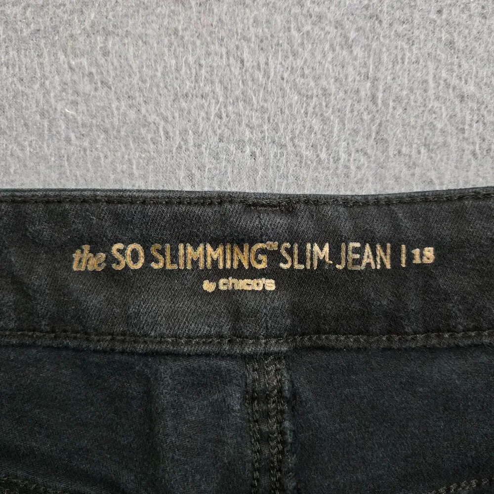 Chico's Women 1 US 8 Short Black The So Slimming Slim Mid Rise Jean